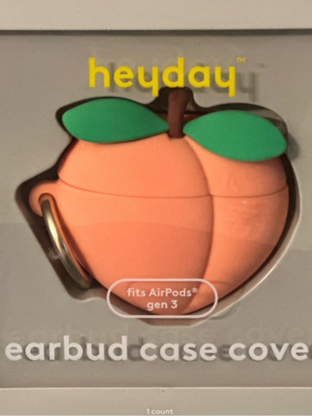 Heyday Peach Silicone AirPods Gen 3 Case with Green Leaf Accent